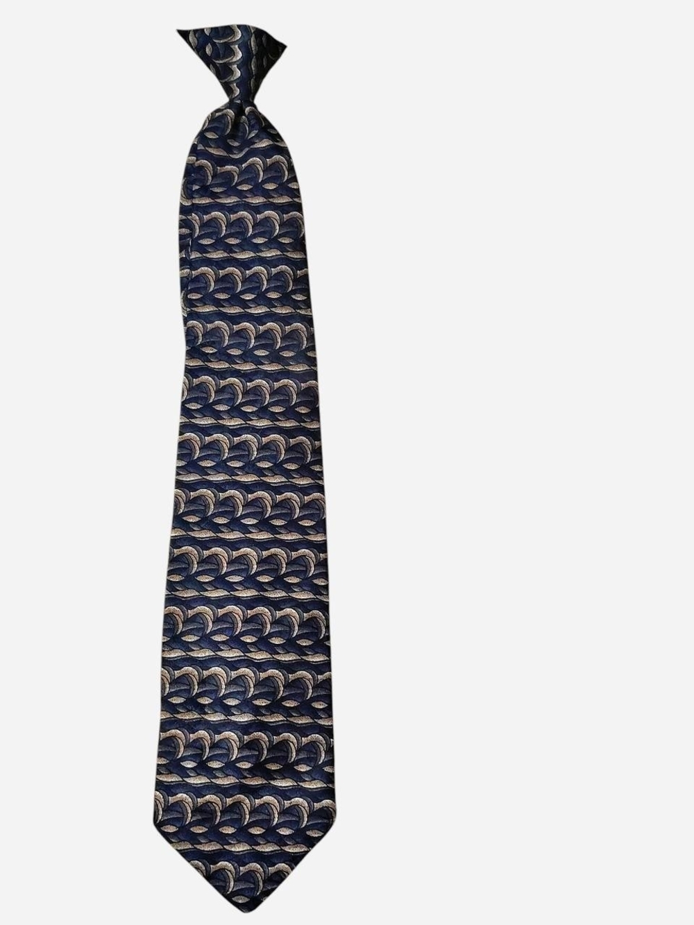 Puritan Navy and Silver Wave Pattern Tie